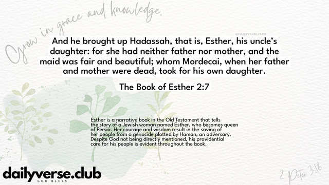 Bible Verse Wallpaper 2:7 from The Book of Esther