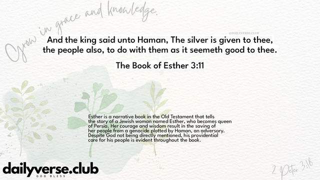 Bible Verse Wallpaper 3:11 from The Book of Esther
