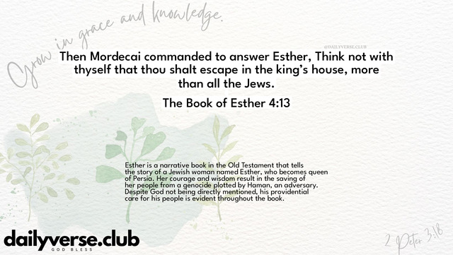 Bible Verse Wallpaper 4:13 from The Book of Esther