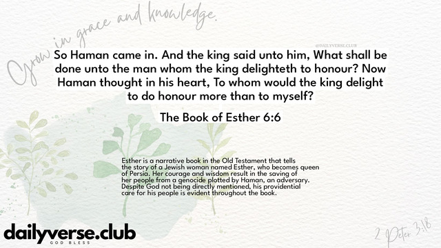 Bible Verse Wallpaper 6:6 from The Book of Esther