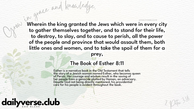 Bible Verse Wallpaper 8:11 from The Book of Esther