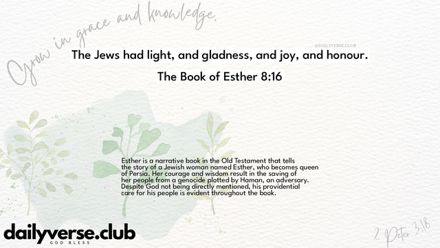 Bible Verse Wallpaper 8:16 from The Book of Esther
