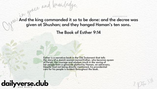 Bible Verse Wallpaper 9:14 from The Book of Esther
