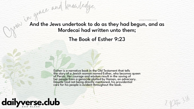 Bible Verse Wallpaper 9:23 from The Book of Esther