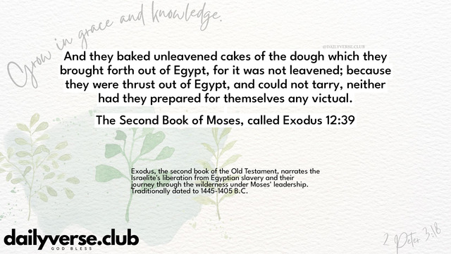 Bible Verse Wallpaper 12:39 from The Second Book of Moses, called Exodus