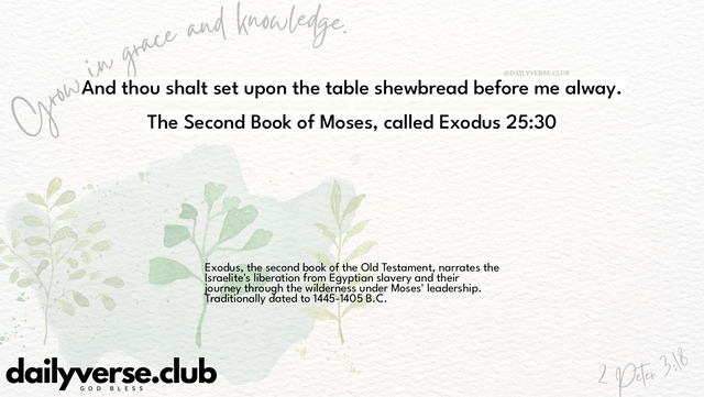 Bible Verse Wallpaper 25:30 from The Second Book of Moses, called Exodus