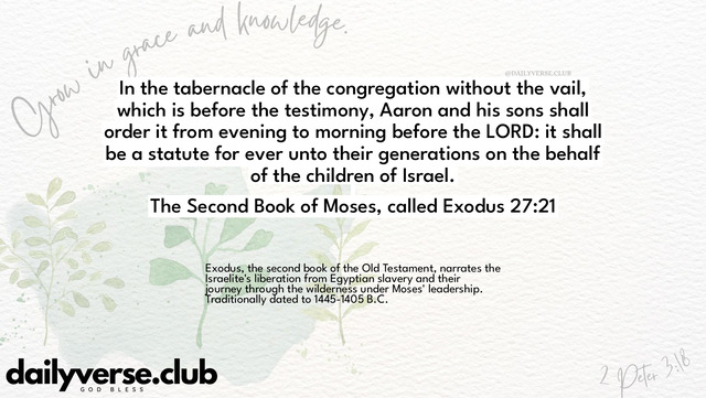 Bible Verse Wallpaper 27:21 from The Second Book of Moses, called Exodus