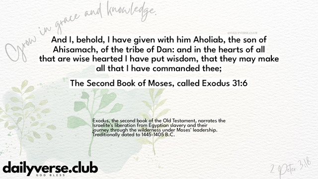 Bible Verse Wallpaper 31:6 from The Second Book of Moses, called Exodus