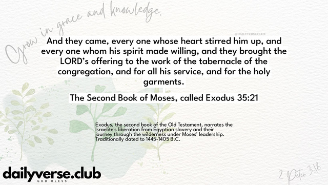 Bible Verse Wallpaper 35:21 from The Second Book of Moses, called Exodus