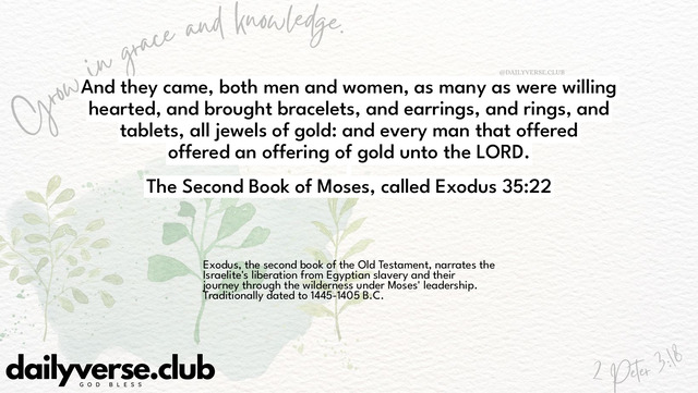 Bible Verse Wallpaper 35:22 from The Second Book of Moses, called Exodus