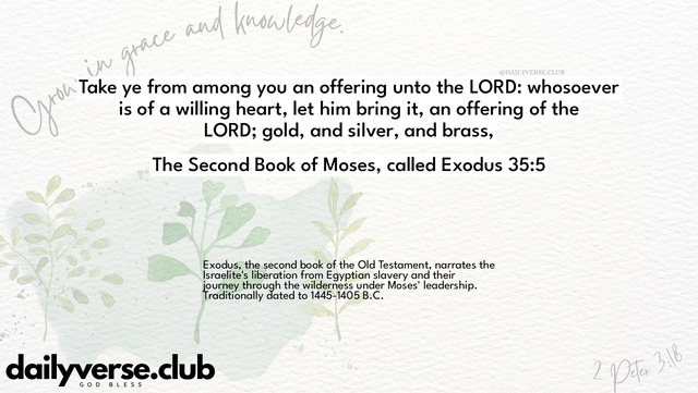 Bible Verse Wallpaper 35:5 from The Second Book of Moses, called Exodus