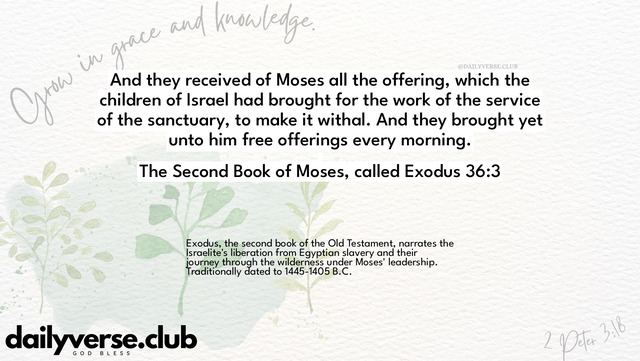 Bible Verse Wallpaper 36:3 from The Second Book of Moses, called Exodus