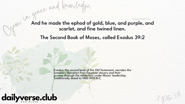 Bible Verse Wallpaper 39:2 from The Second Book of Moses, called Exodus