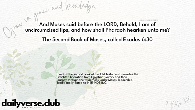 Bible Verse Wallpaper 6:30 from The Second Book of Moses, called Exodus