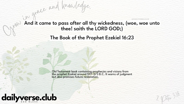 Bible Verse Wallpaper 16:23 from The Book of the Prophet Ezekiel