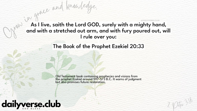 Bible Verse Wallpaper 20:33 from The Book of the Prophet Ezekiel