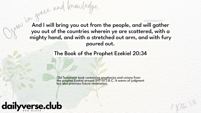 Bible Verse Wallpaper 20:34 from The Book of the Prophet Ezekiel