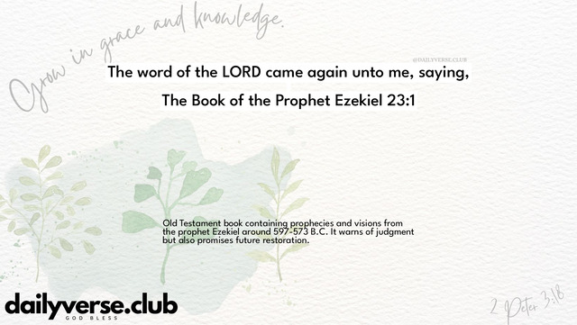 Bible Verse Wallpaper 23:1 from The Book of the Prophet Ezekiel