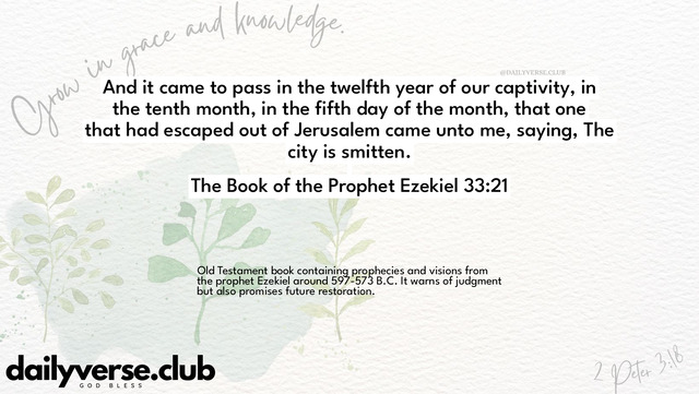 Bible Verse Wallpaper 33:21 from The Book of the Prophet Ezekiel