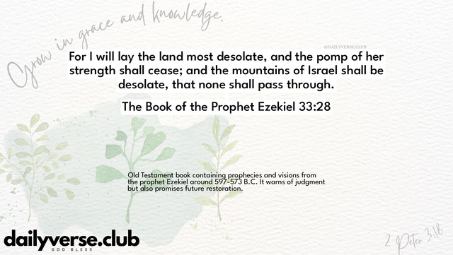 Bible Verse Wallpaper 33:28 from The Book of the Prophet Ezekiel
