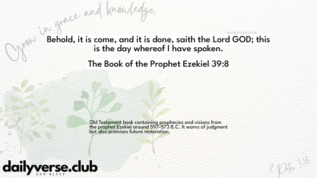 Bible Verse Wallpaper 39:8 from The Book of the Prophet Ezekiel