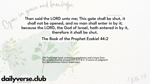 Bible Verse Wallpaper 44:2 from The Book of the Prophet Ezekiel