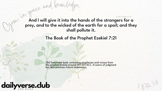 Bible Verse Wallpaper 7:21 from The Book of the Prophet Ezekiel