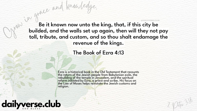 Bible Verse Wallpaper 4:13 from The Book of Ezra