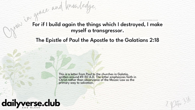 Bible Verse Wallpaper 2:18 from The Epistle of Paul the Apostle to the Galatians