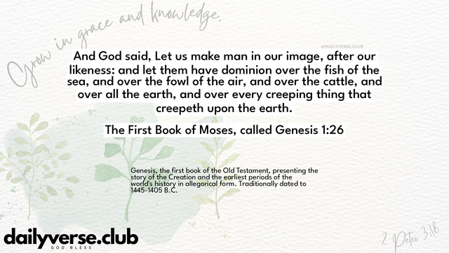 Bible Verse Wallpaper 1:26 from The First Book of Moses, called Genesis