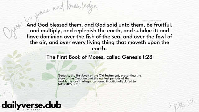 Bible Verse Wallpaper 1:28 from The First Book of Moses, called Genesis