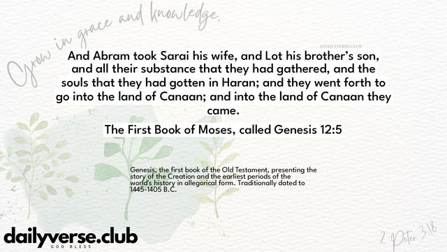 Bible Verse Wallpaper 12:5 from The First Book of Moses, called Genesis