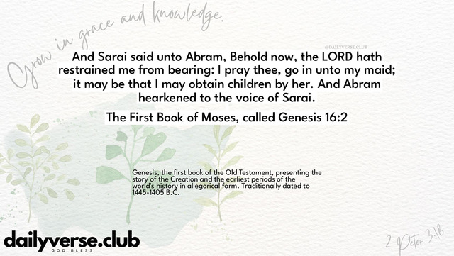 Bible Verse Wallpaper 16:2 from The First Book of Moses, called Genesis