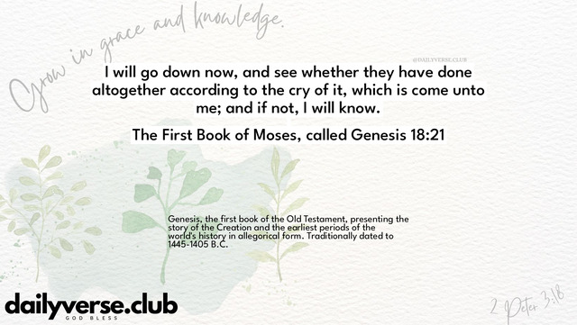 Bible Verse Wallpaper 18:21 from The First Book of Moses, called Genesis