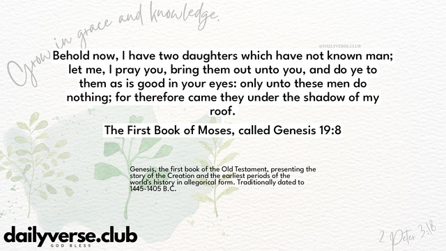 Bible Verse Wallpaper 19:8 from The First Book of Moses, called Genesis