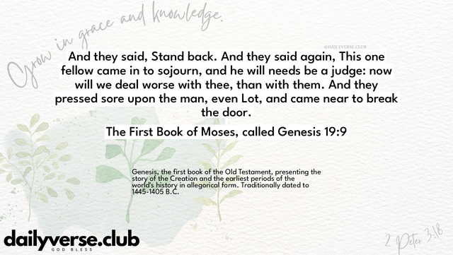 Bible Verse Wallpaper 19:9 from The First Book of Moses, called Genesis