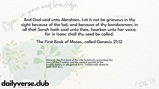 Bible Verse Wallpaper 21:12 from The First Book of Moses, called Genesis