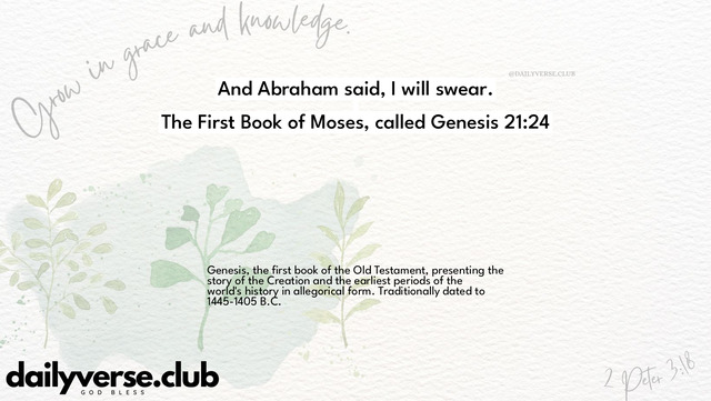 Bible Verse Wallpaper 21:24 from The First Book of Moses, called Genesis