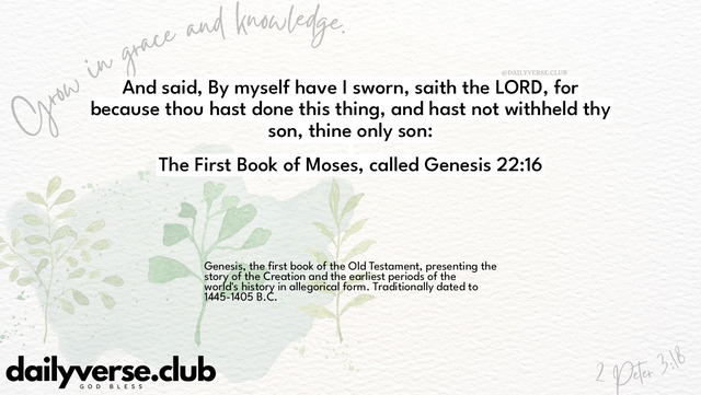 Bible Verse Wallpaper 22:16 from The First Book of Moses, called Genesis