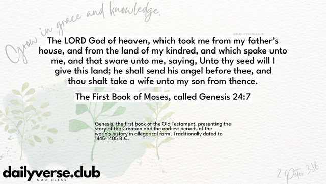 Bible Verse Wallpaper 24:7 from The First Book of Moses, called Genesis