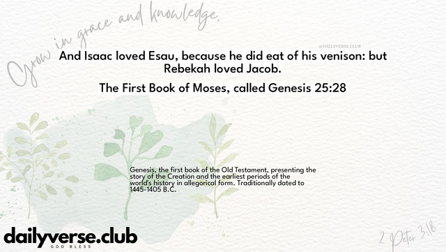 Bible Verse Wallpaper 25:28 from The First Book of Moses, called Genesis