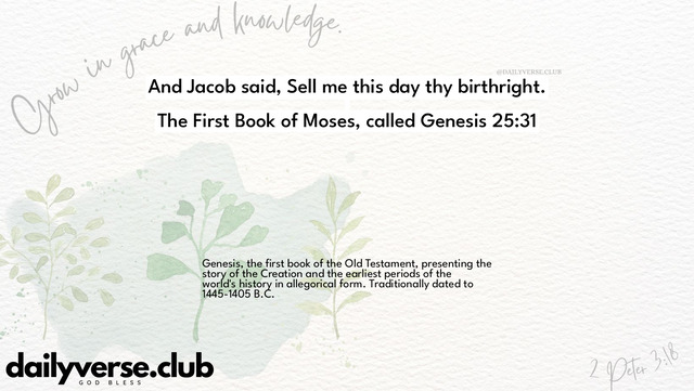 Bible Verse Wallpaper 25:31 from The First Book of Moses, called Genesis