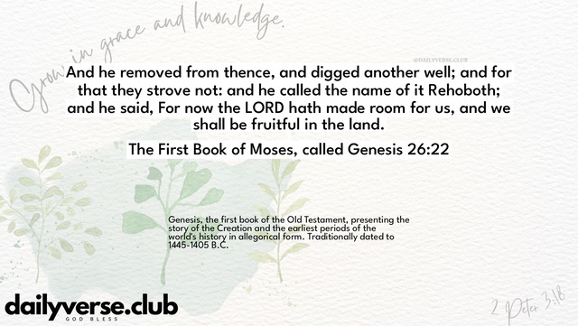 Bible Verse Wallpaper 26:22 from The First Book of Moses, called Genesis