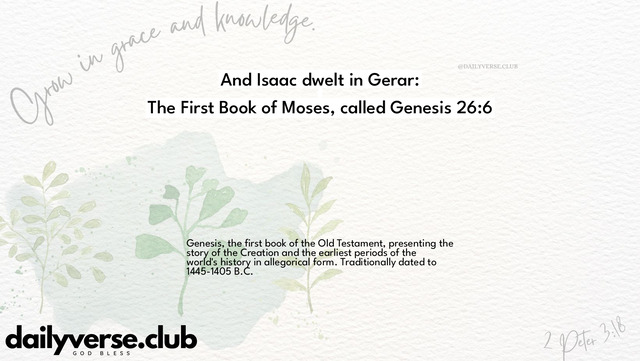Bible Verse Wallpaper 26:6 from The First Book of Moses, called Genesis
