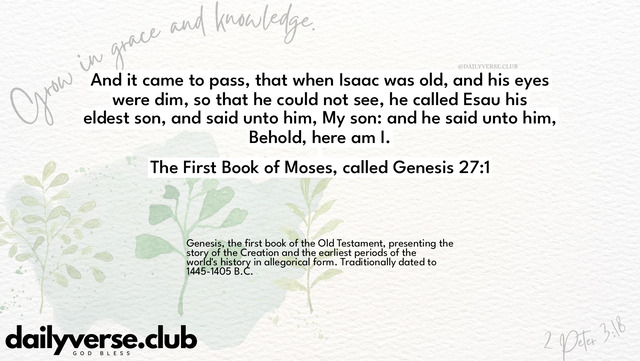 Bible Verse Wallpaper 27:1 from The First Book of Moses, called Genesis
