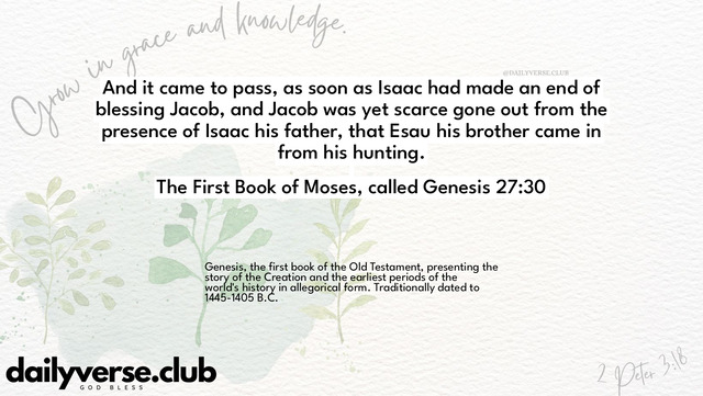 Bible Verse Wallpaper 27:30 from The First Book of Moses, called Genesis