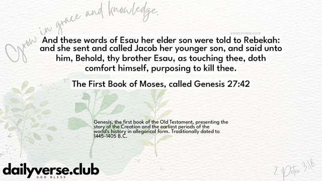 Bible Verse Wallpaper 27:42 from The First Book of Moses, called Genesis