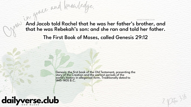 Bible Verse Wallpaper 29:12 from The First Book of Moses, called Genesis