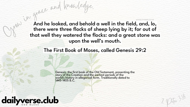 Bible Verse Wallpaper 29:2 from The First Book of Moses, called Genesis