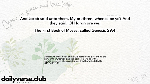 Bible Verse Wallpaper 29:4 from The First Book of Moses, called Genesis